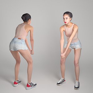 3D scanned human young woman model