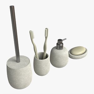 Bathroom Set Tumbler Soap Dish Brush Dispenser