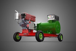 COMPACT SINGLE CYLINDER DIESEL ENGINE POWER GENERATOR SET GENSET 3D