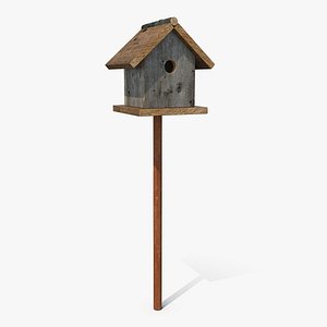 Garden Birdhouse on Stand 3D Model