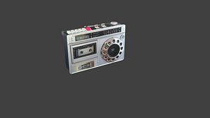 Retro 90s Portable Cassette Radio Player - Low Poly PBR