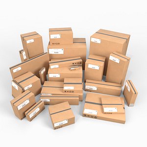 The Packaging Warehouse - Rigged and Customizable Cardboard Box Set
