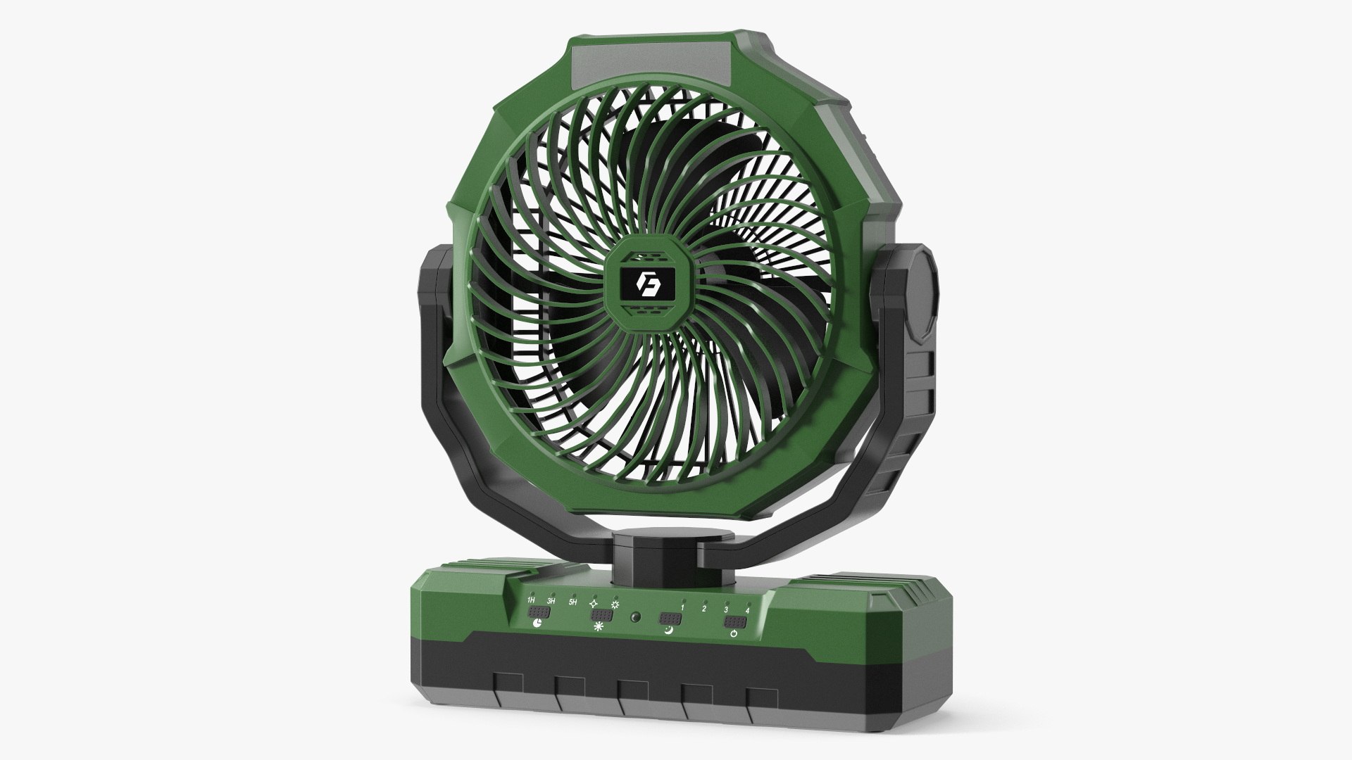 F3 Tactical Camping Fan with Battery Base 3D model preview