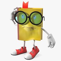 Character Yellow Book Thinking Pose