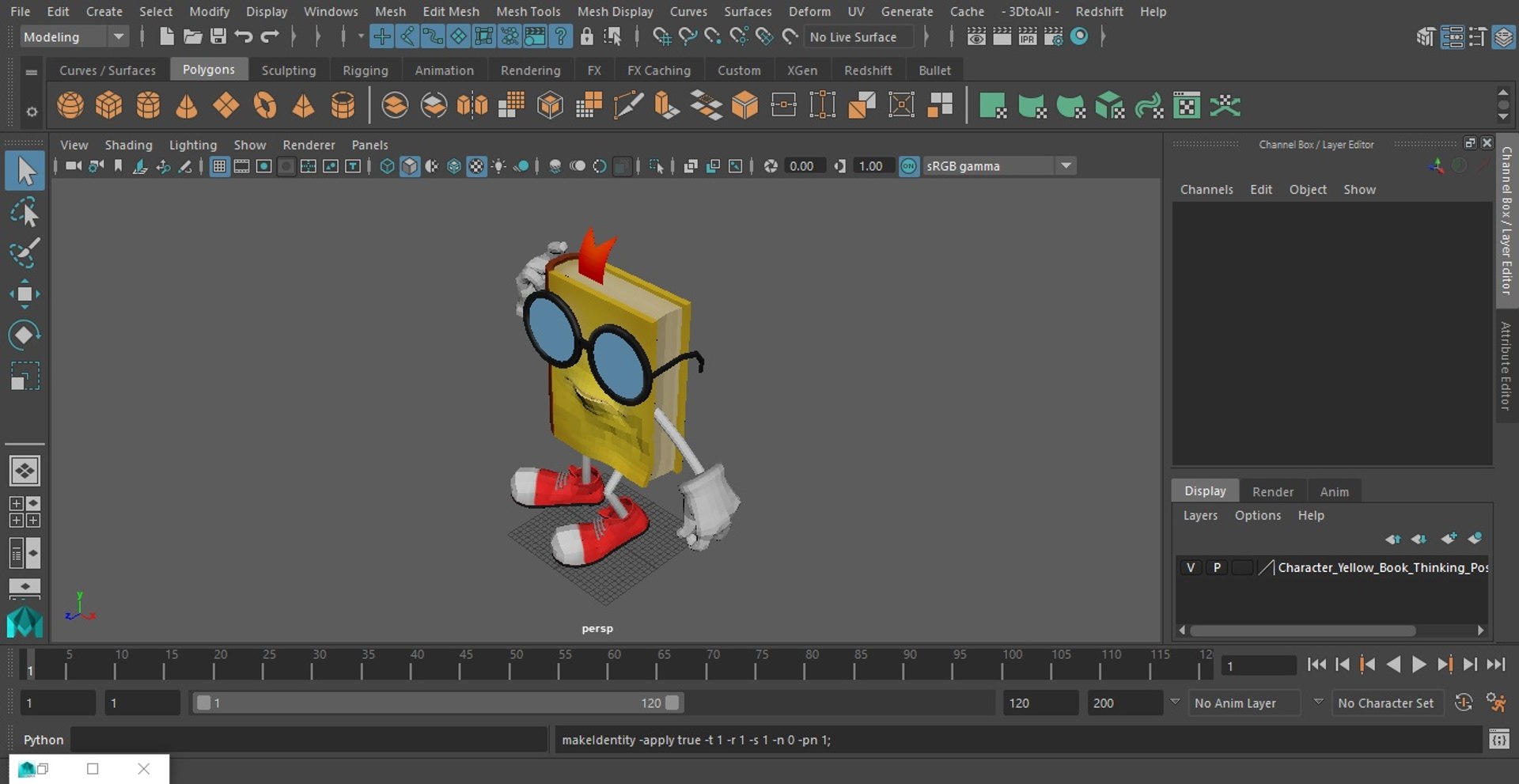 Character Yellow Book Thinking Pose 3D Model - TurboSquid 2130189