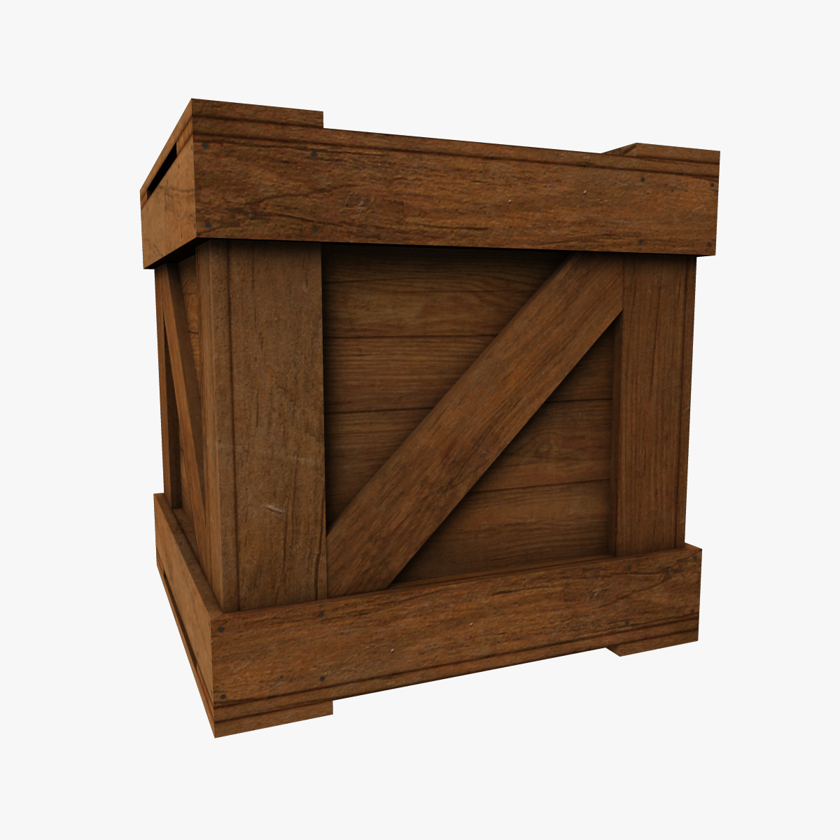 3d model square wooden crate