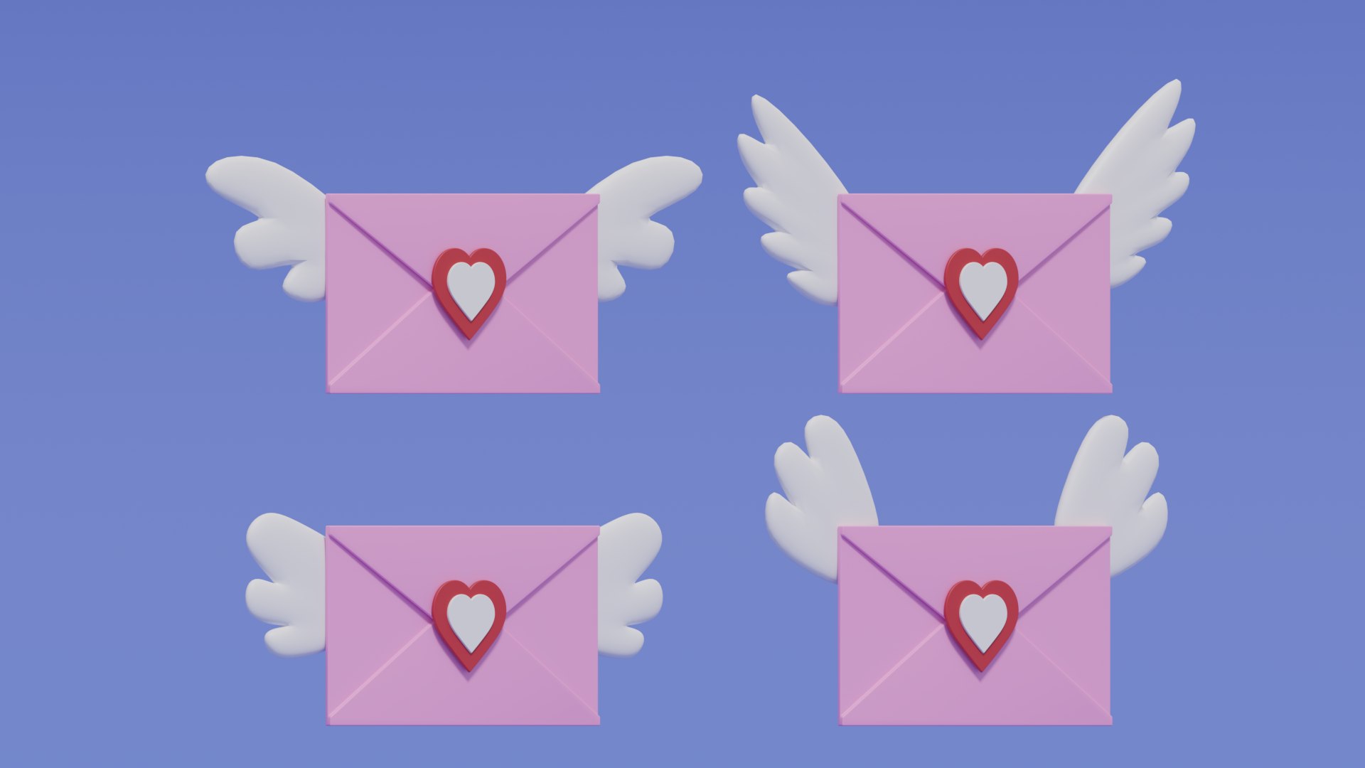 3D Model Cartoon Flying Envelope With Wings Collection - TurboSquid 1853478