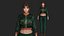 Realistic Game Character - Korean Girl Green Bomber Jacket