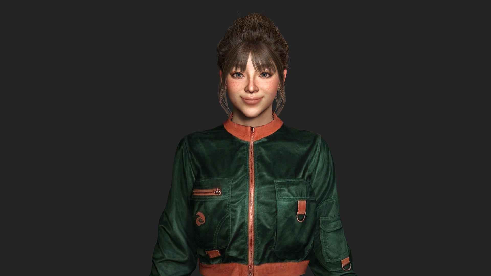 Realistic Game Character - Korean Girl Green Bomber Jacket 3D model https://p.turbosquid.com/ts-thumb/z1/FW47YB/Ao/8/jpg/1792749957/1920x1080/fit_q87/e6489a1a3d1a7a8a4b2f559814432d77a64045ef/8.jpg