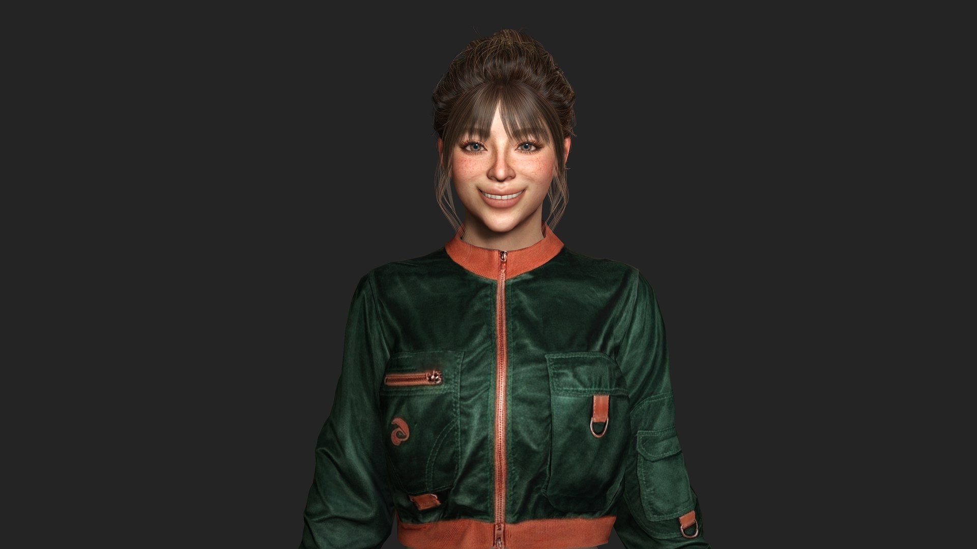 Realistic Game Character - Korean Girl Green Bomber Jacket 3D model https://p.turbosquid.com/ts-thumb/z1/FW47YB/Kz/9/jpg/1792749957/1920x1080/fit_q87/a0948d5fde16b9b2afb336c532d525dce2bab865/9.jpg