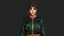 Realistic Game Character - Korean Girl Green Bomber Jacket
