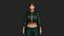 Realistic Game Character - Korean Girl Green Bomber Jacket
