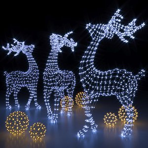 3D Christmas garlands deer model