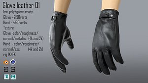 FPS hand glove leather 01 3D model