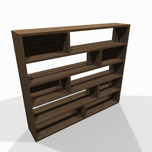 simple wooden shelf 3d model