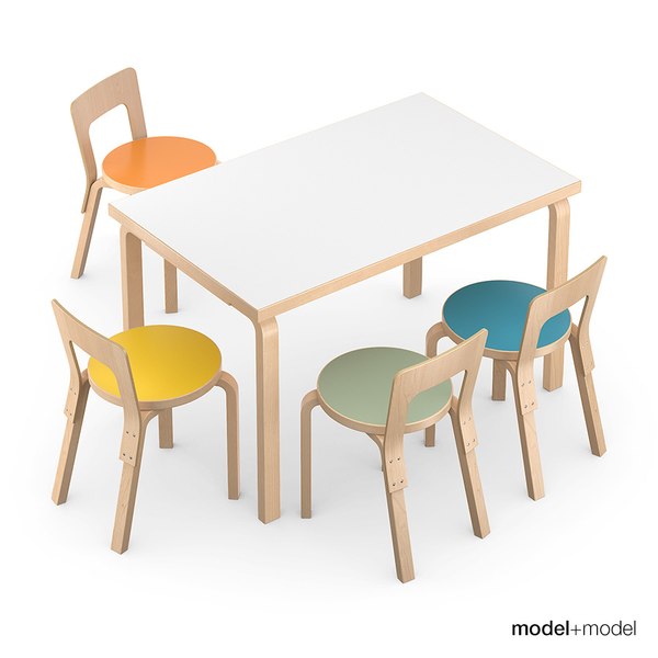 3d set chairs rectangular tables