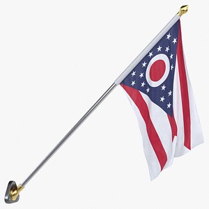 3D USA States ohio Cloth Flag Wall Mount Animated Loop