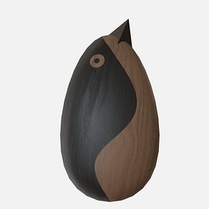 3D Wood round bird model