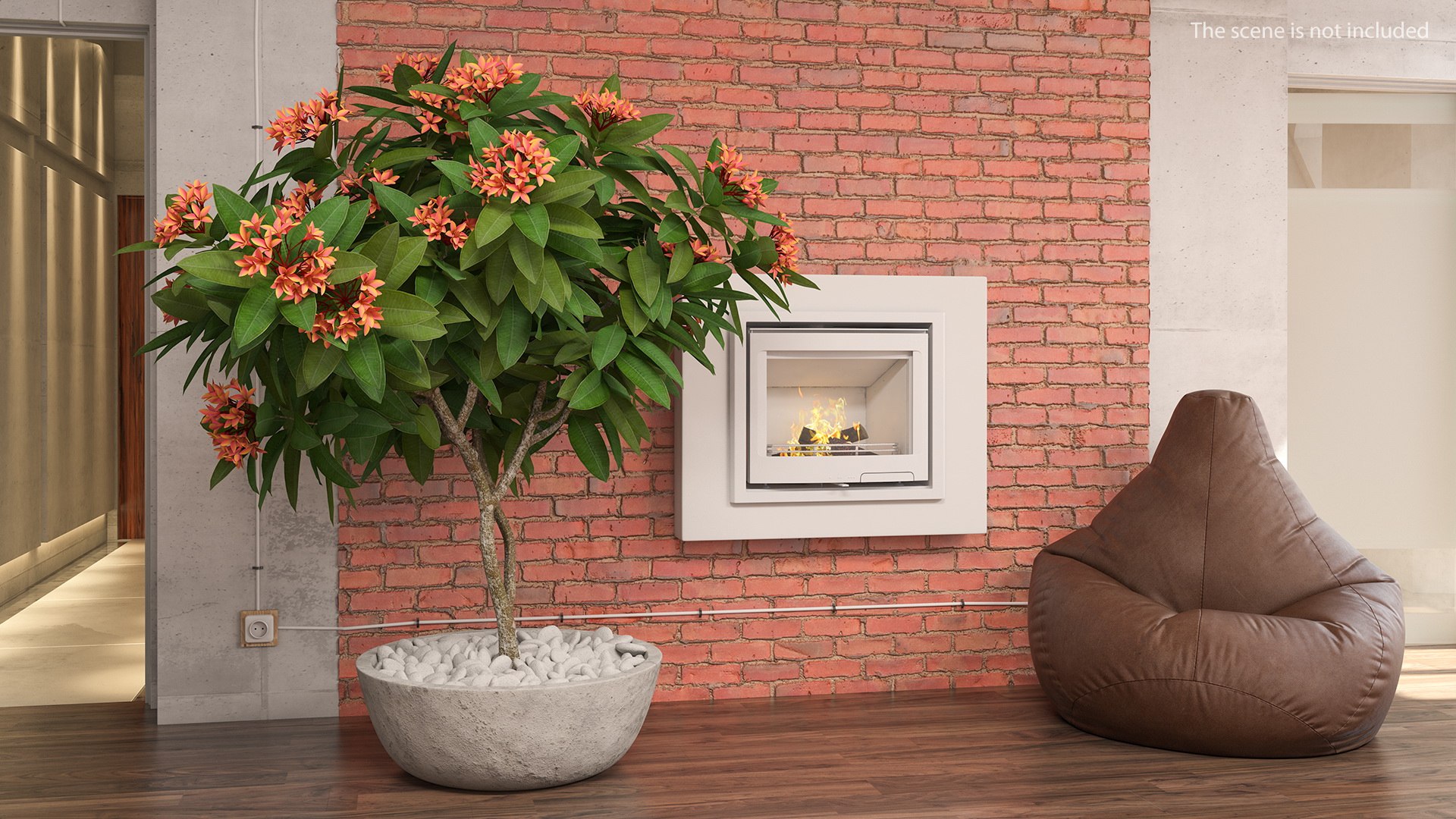 Flower Pot Plumeria Red 3D model preview