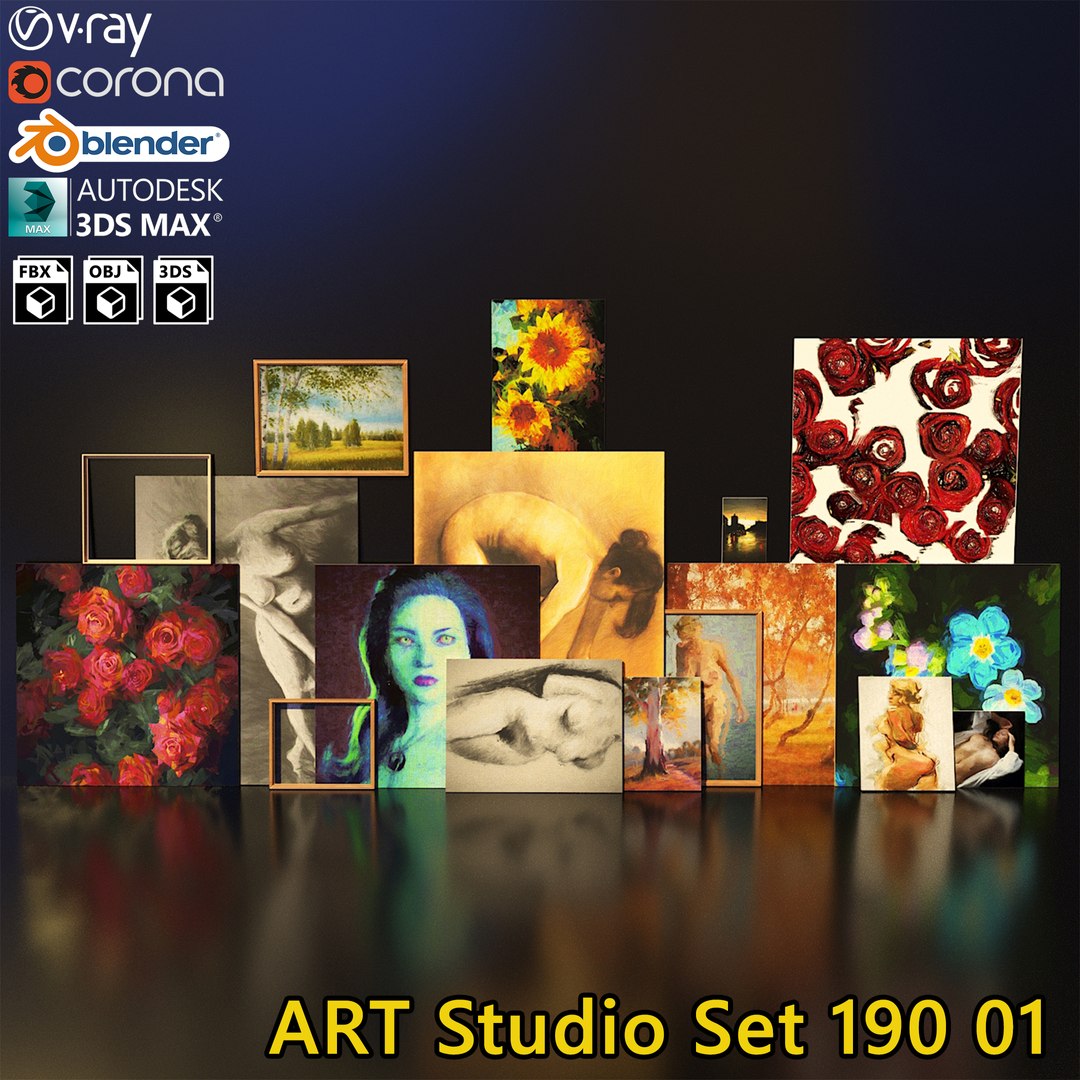 3D Artist Studio Paintings Set - TurboSquid 1650158