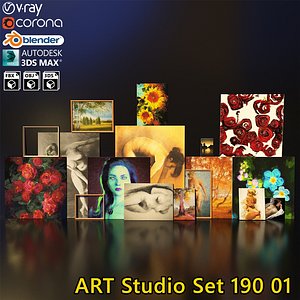 3D artist studio paintings set