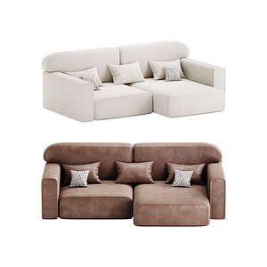 Corner sofa Vienna Bucle White 3D