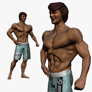 3D 001115 smiling bodybuilder in shirts model
