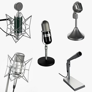 5 microphones set 3d obj