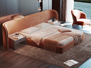 Modern Warm Style Bedroom Interior Scene 3D Model model