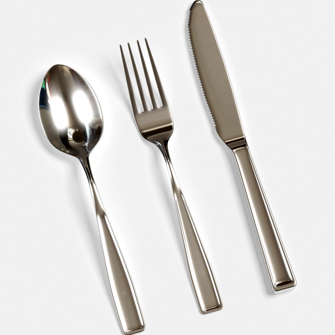 3d silverware set modeled