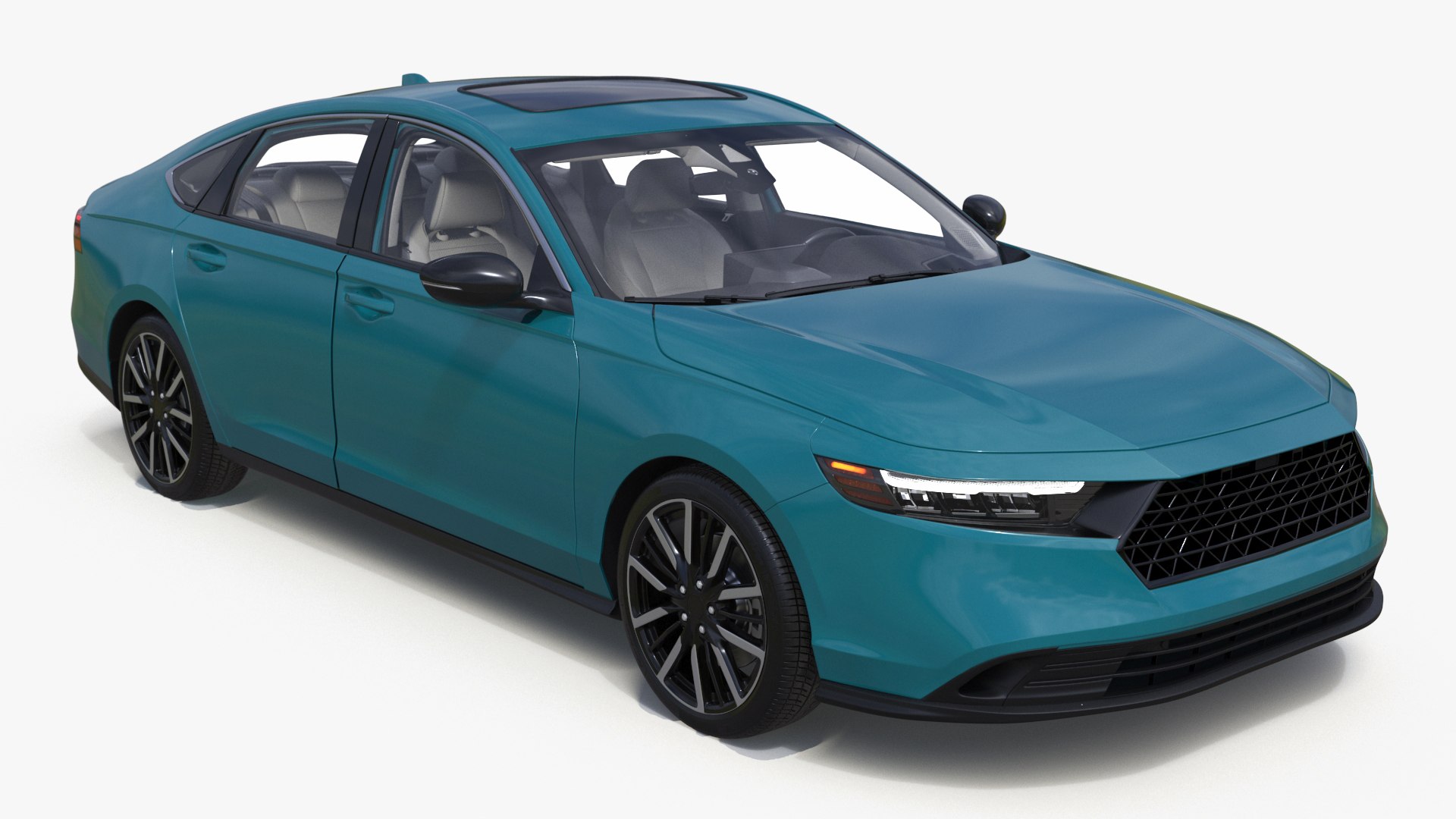 Modern Sedan Turquoise 3D model for vehicle visualization, games, animation, transport scenes, and automotive rendering