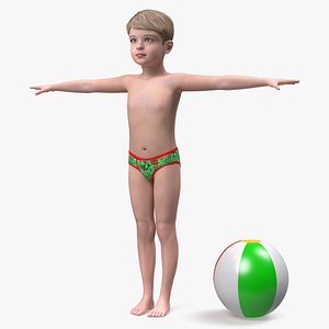 Child Boy Beach Style T-Pose 3D model