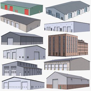 11 Industrial Buildings Collection model