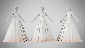 Dress 48 Royal Pastel Yellow 3D model
