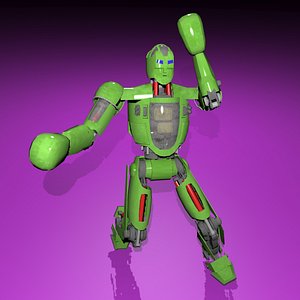ROBOT GREEN FIGHTER IK RIGGED LOWPOLY