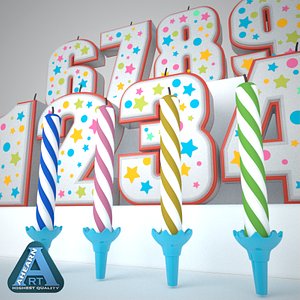 3ds max birthday cake candles set