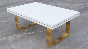 Modern White Gold Coffee Table 3D Model with 4K PBR Textures