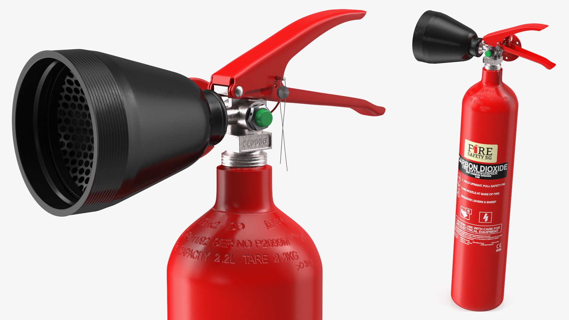 Fire Safety SG 2Kg CO2 Fire Extinguisher 3D model preview