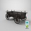 Wooden Cart 2, 8K PBR, Rigged