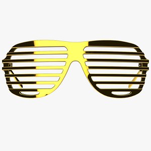 Gold Shutter Shades Sunglasses - Game Asset 3D