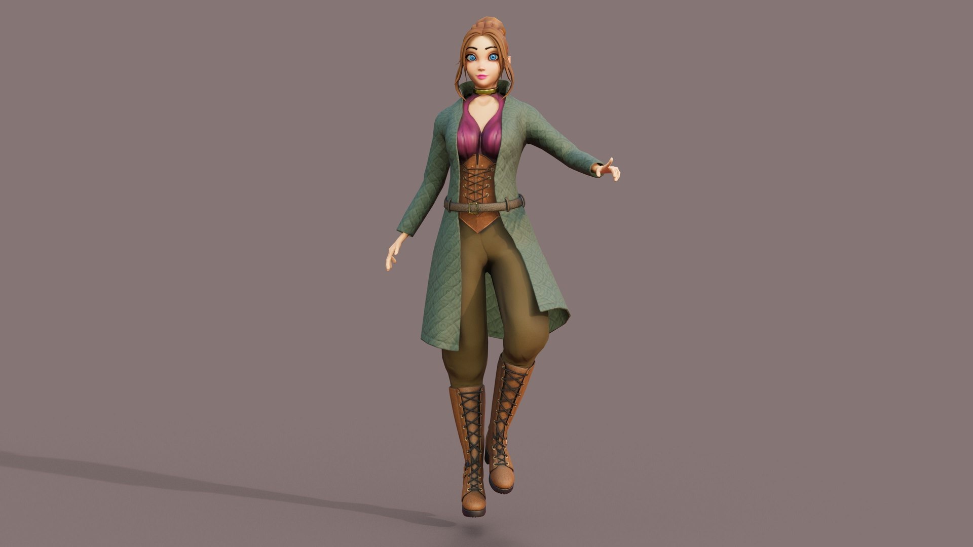 Mage Cartoon Female Rigged and Animated in Blender 3D model ...