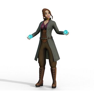 Mage Cartoon Female Rigged and Animated in Blender 3D model
