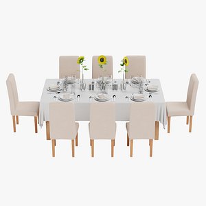 3D Restaurant Table Full 1