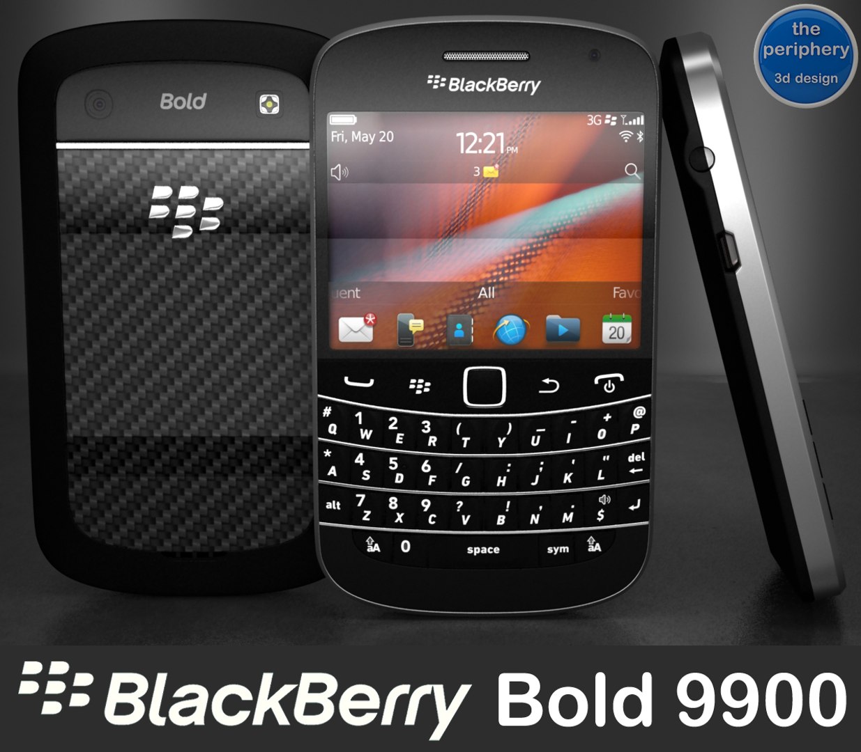 Blackberry Bold 9900 Smartphone 3d Model