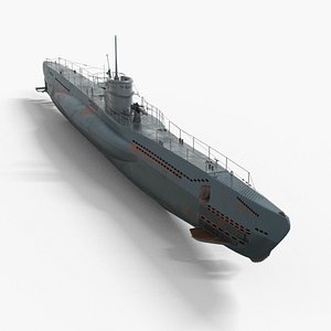 WWII German Submarine Low-poly 3D model