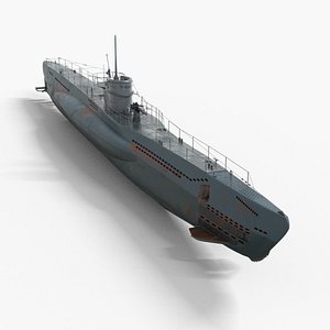 WWII German Submarine Low-poly 3D model