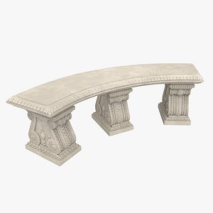 Curved Stone Bench 3D Model