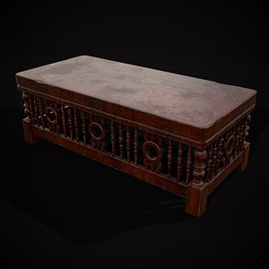 3D Elegant Wooden Traditional Coffee Table