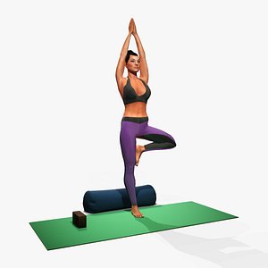 3D woman yoga vrikshasana pose model