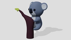3D Cute koala  on a tree model